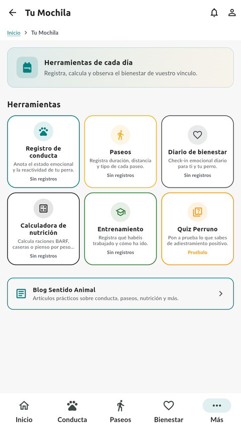 Tu Mochila de herramientas en la app Sentido Animal