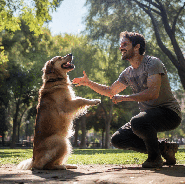 Perro Haciendo El Osito En Un Parque