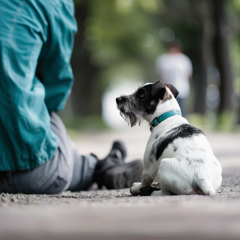 Perro Inseguro Sentado Al Lado De Una Persona