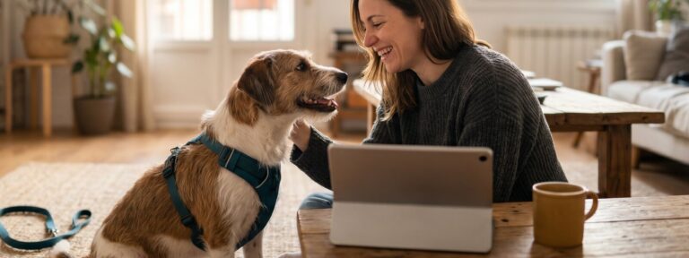 Adiestramiento Canino Online   Perra Mestiza En Sesión Por Videollamada