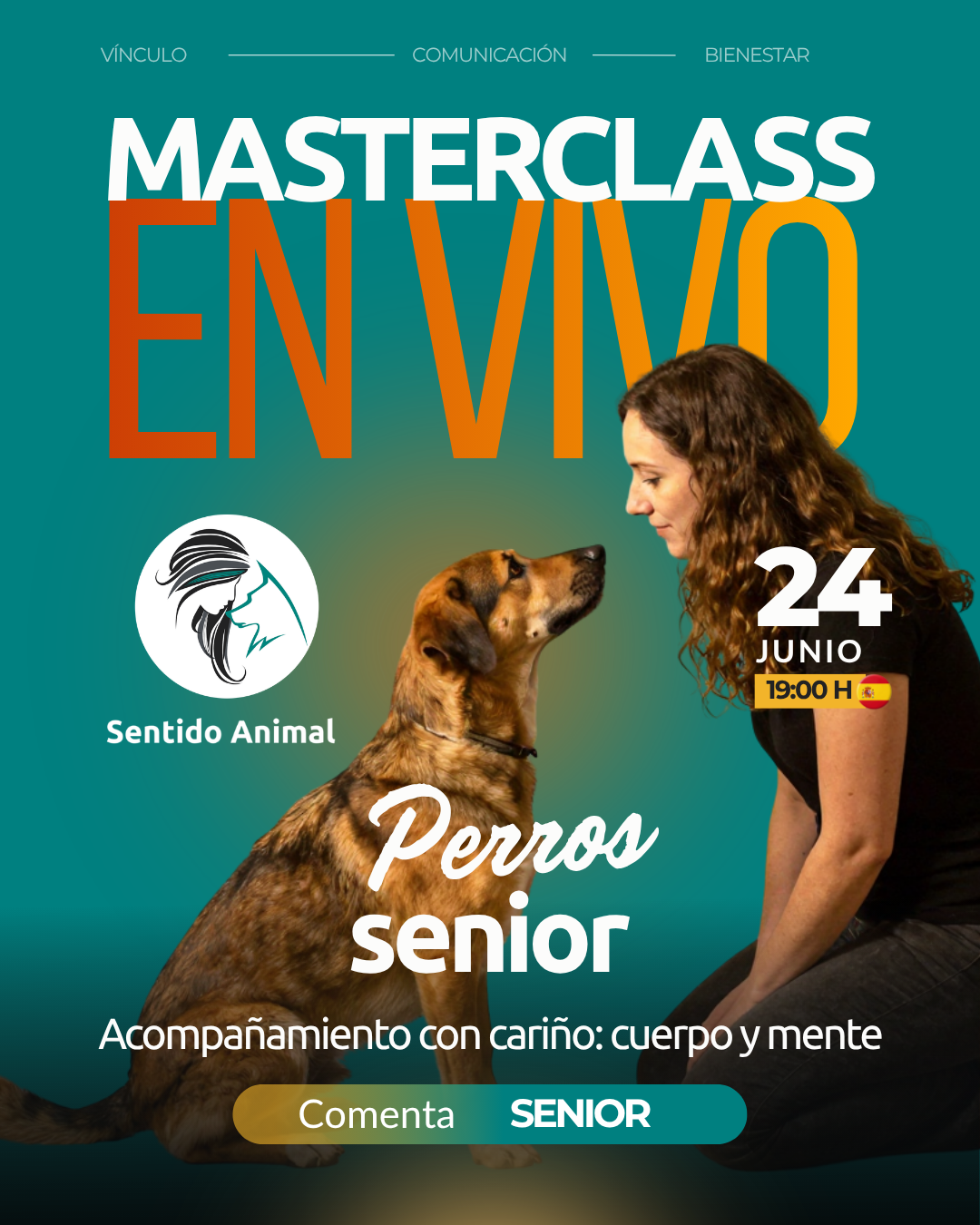 Cartel de la masterclass Perros senior, jueves 24 de junio